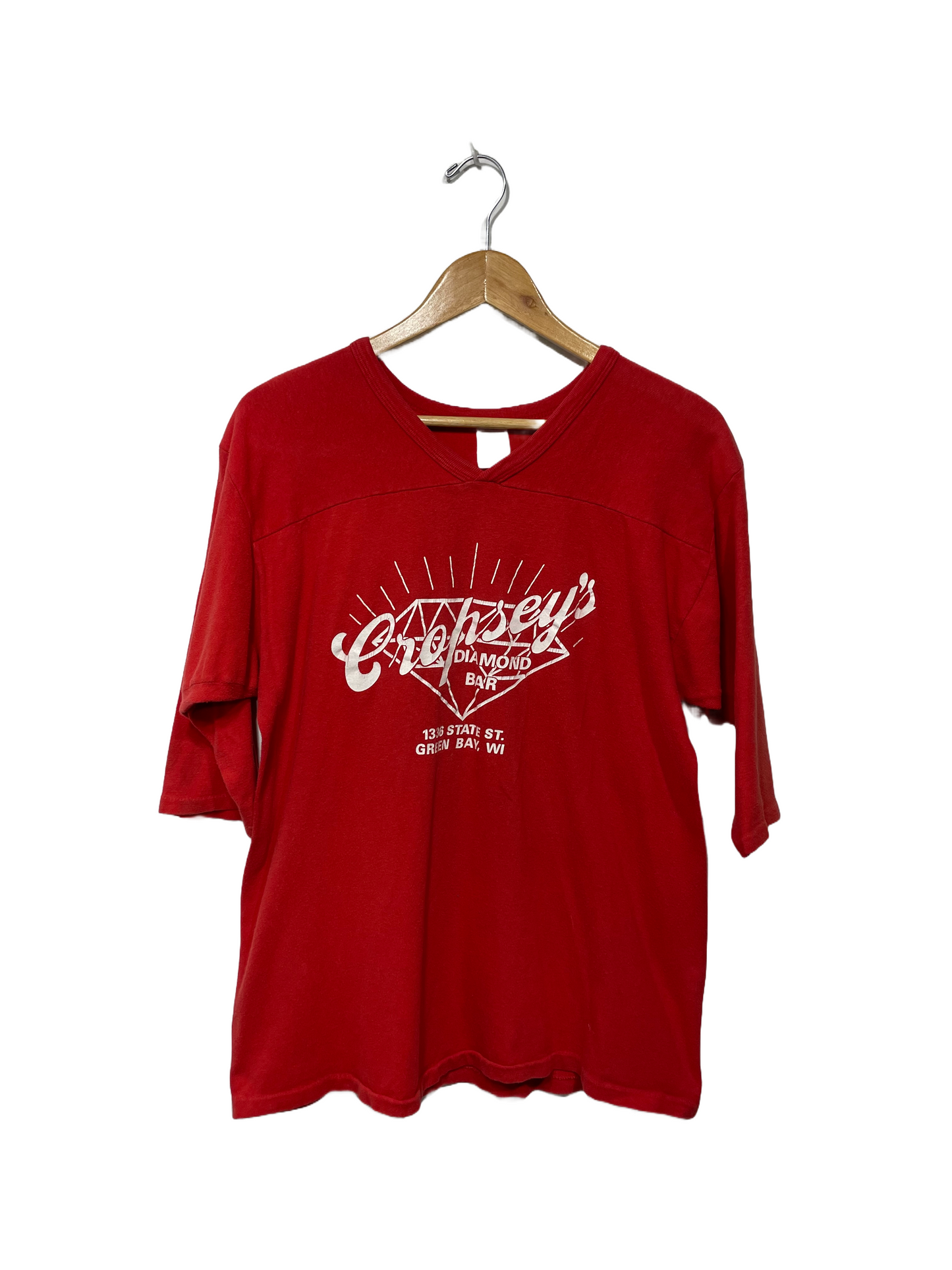 1980s Red Cropsey's Diamond Bar Green Bay Cotton Tee