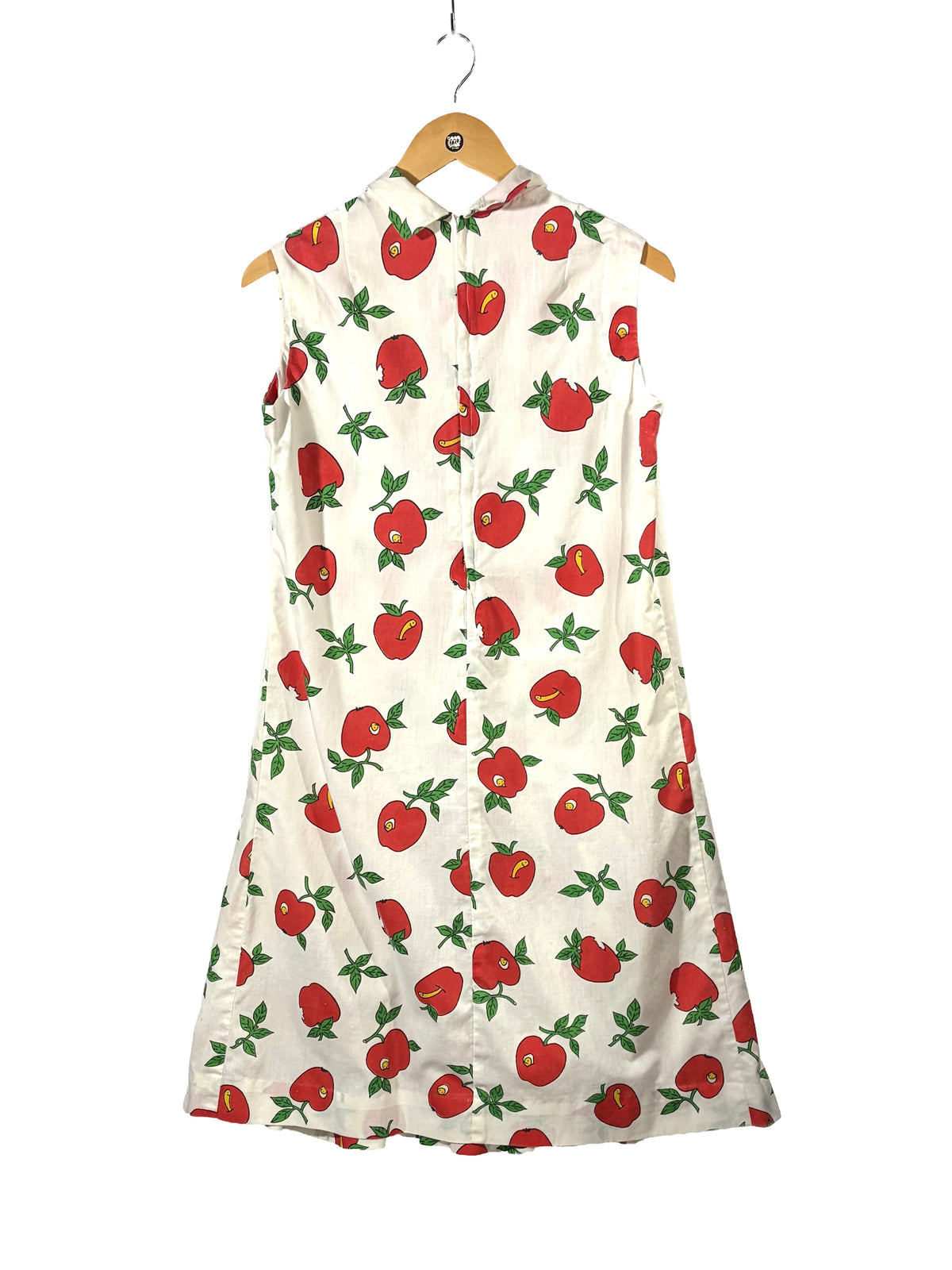 1970s White Handmade Apple and Worm Dress