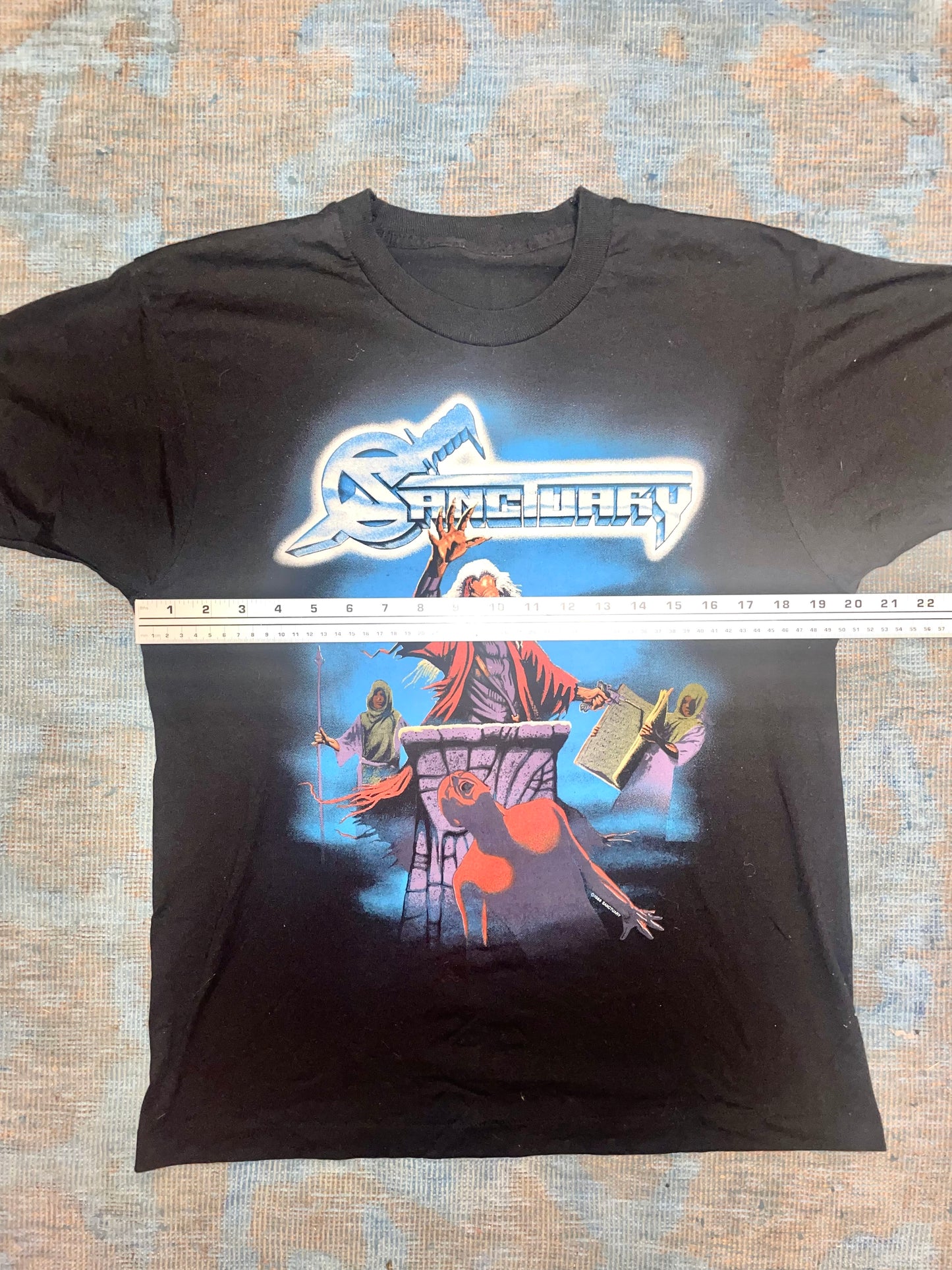 Sanctuary "Refuge Denied" 1988 Black Double Sided Like New Metal Vintage T-Shirt