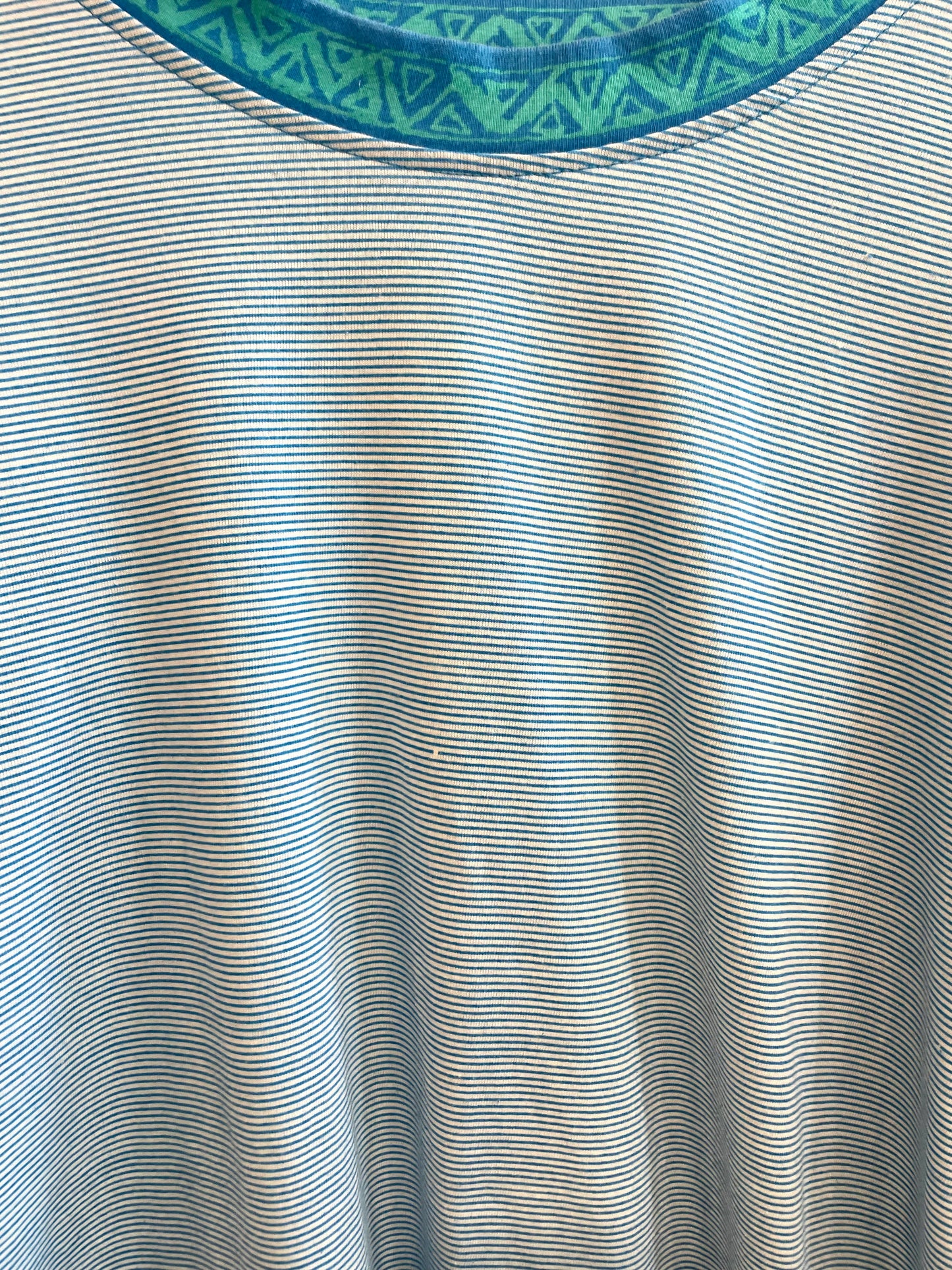 1990s Blue and White Striped Surf Tee