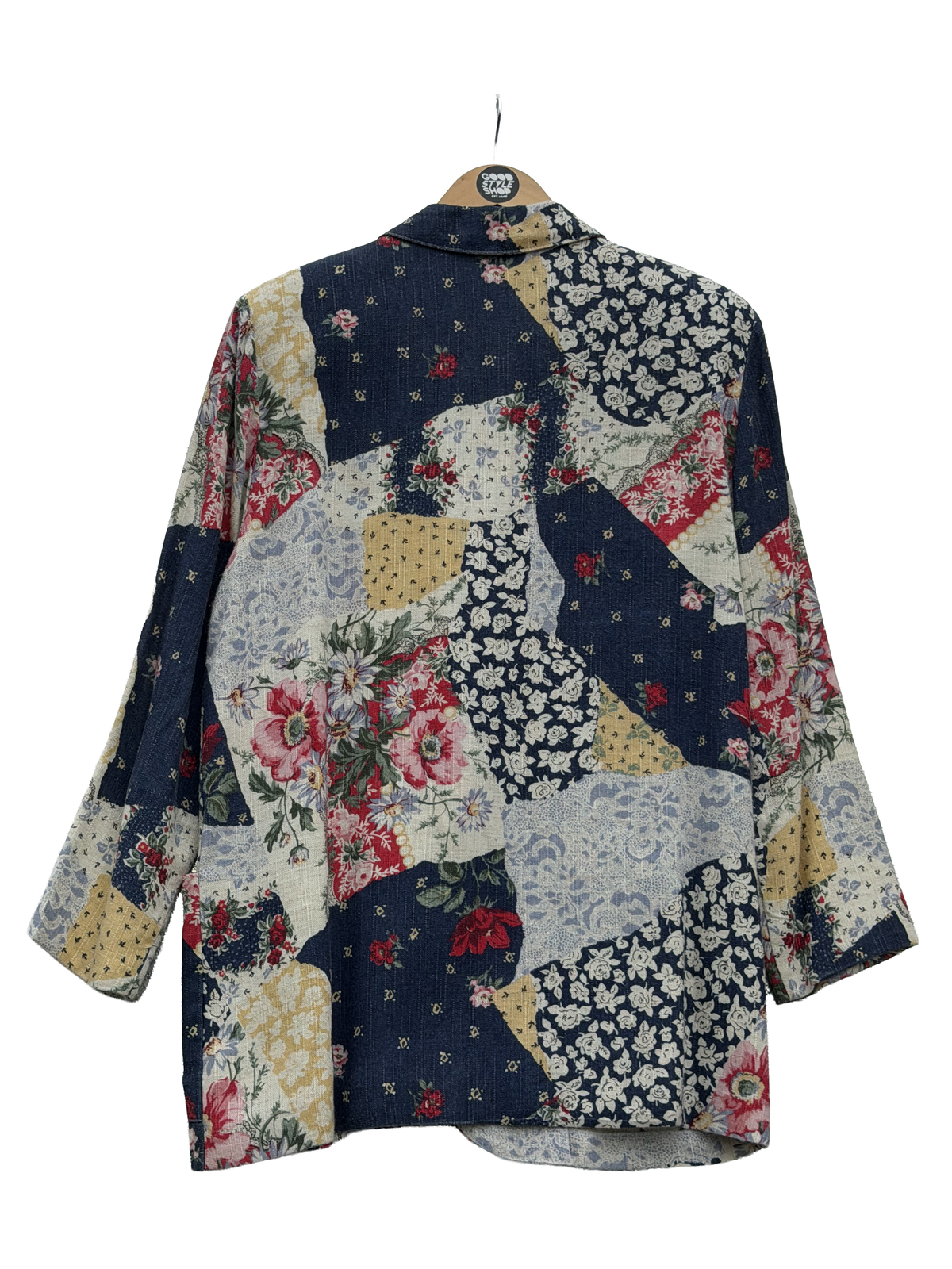 1980s Patchwork Print Linen Oversize Blazer