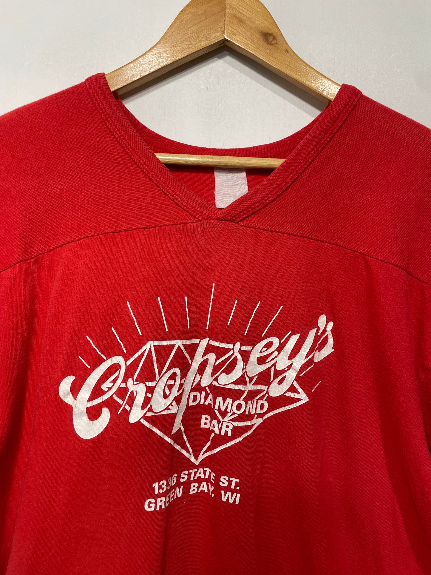 1980s Red Cropsey's Diamond Bar Green Bay Cotton Tee