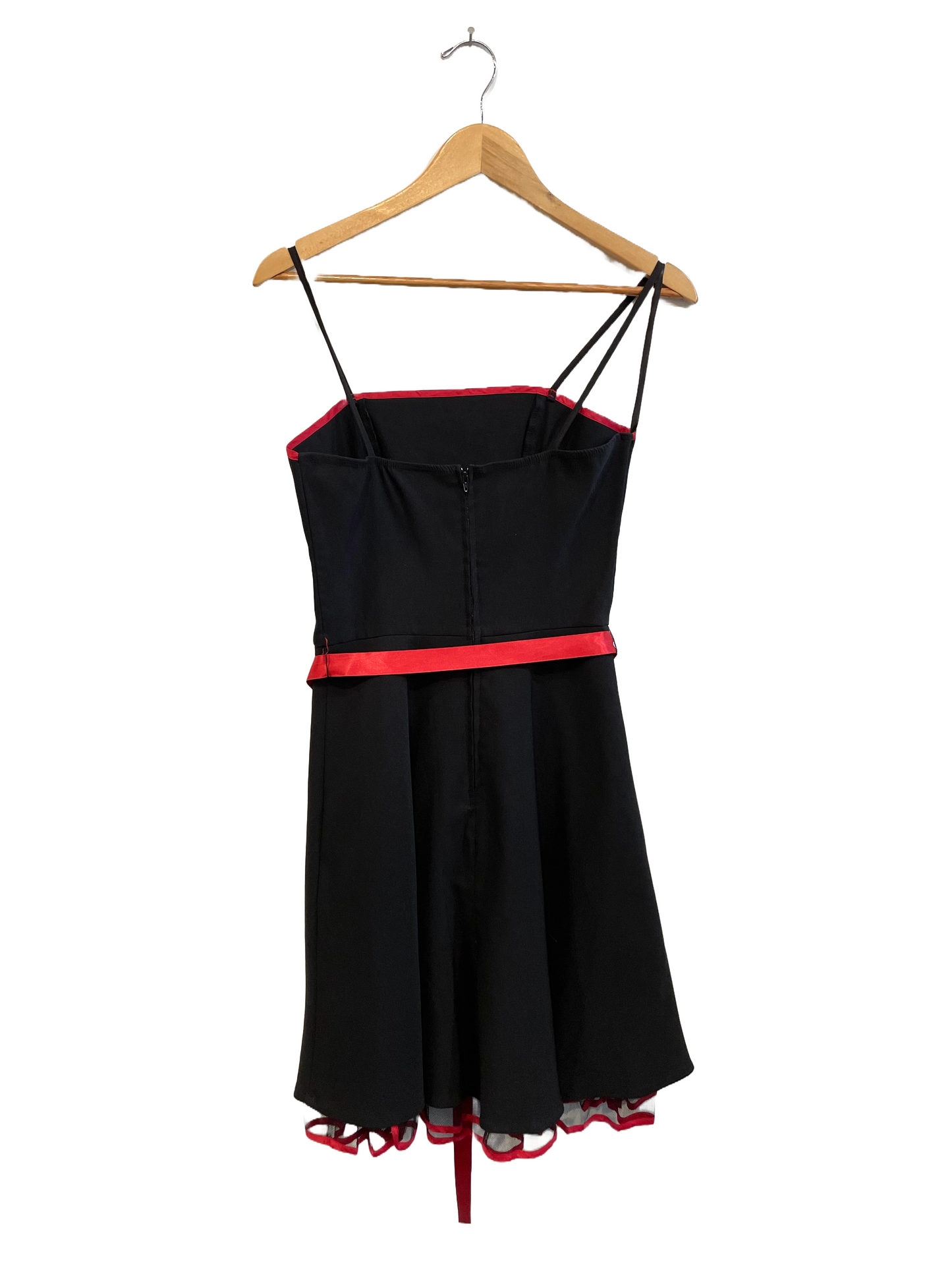 2000s Pulse Black Red Accented Tulle Skirt Mini Dress