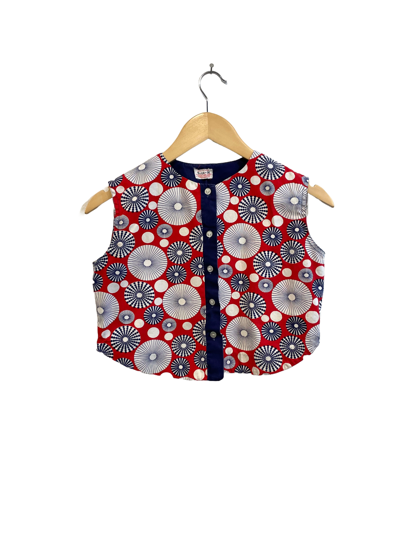 1960s Red Blue Umbrella Atomic Tank Shorts Beach Set
