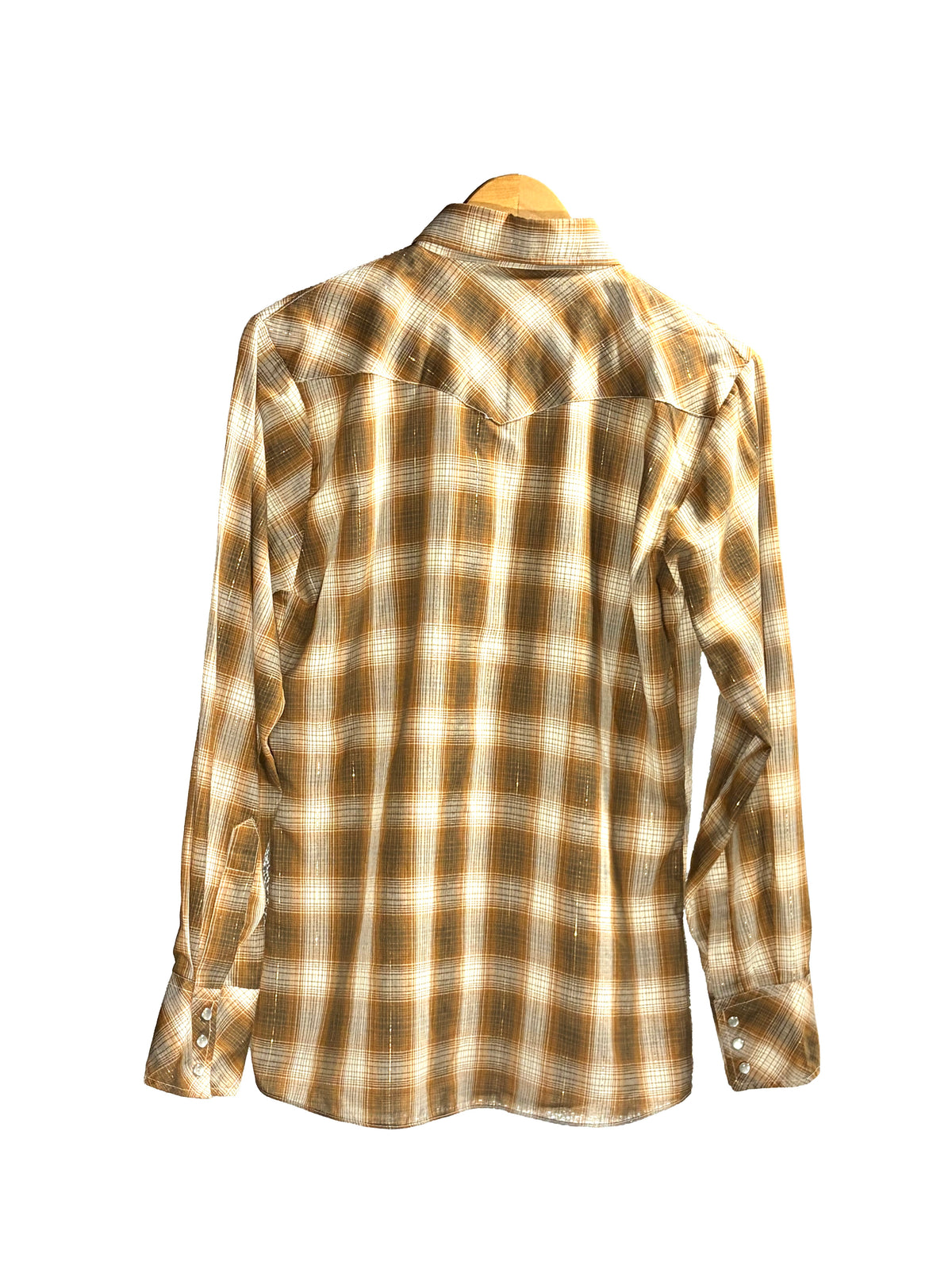 1970s Tan Check ‘Chess King’ Tinsel Weave Western Shirt