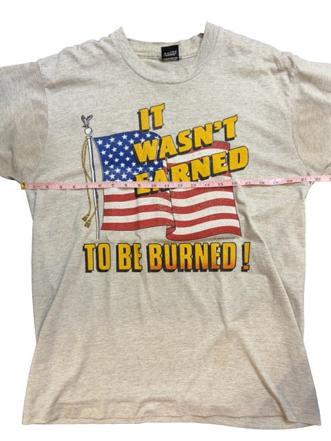 1990s Heather Earned To Burned Flag Tee