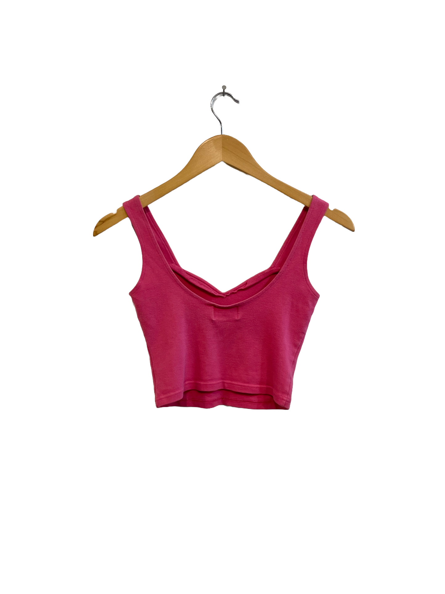 1990s Magenta Cotton Blend Sweetheart Crop Top