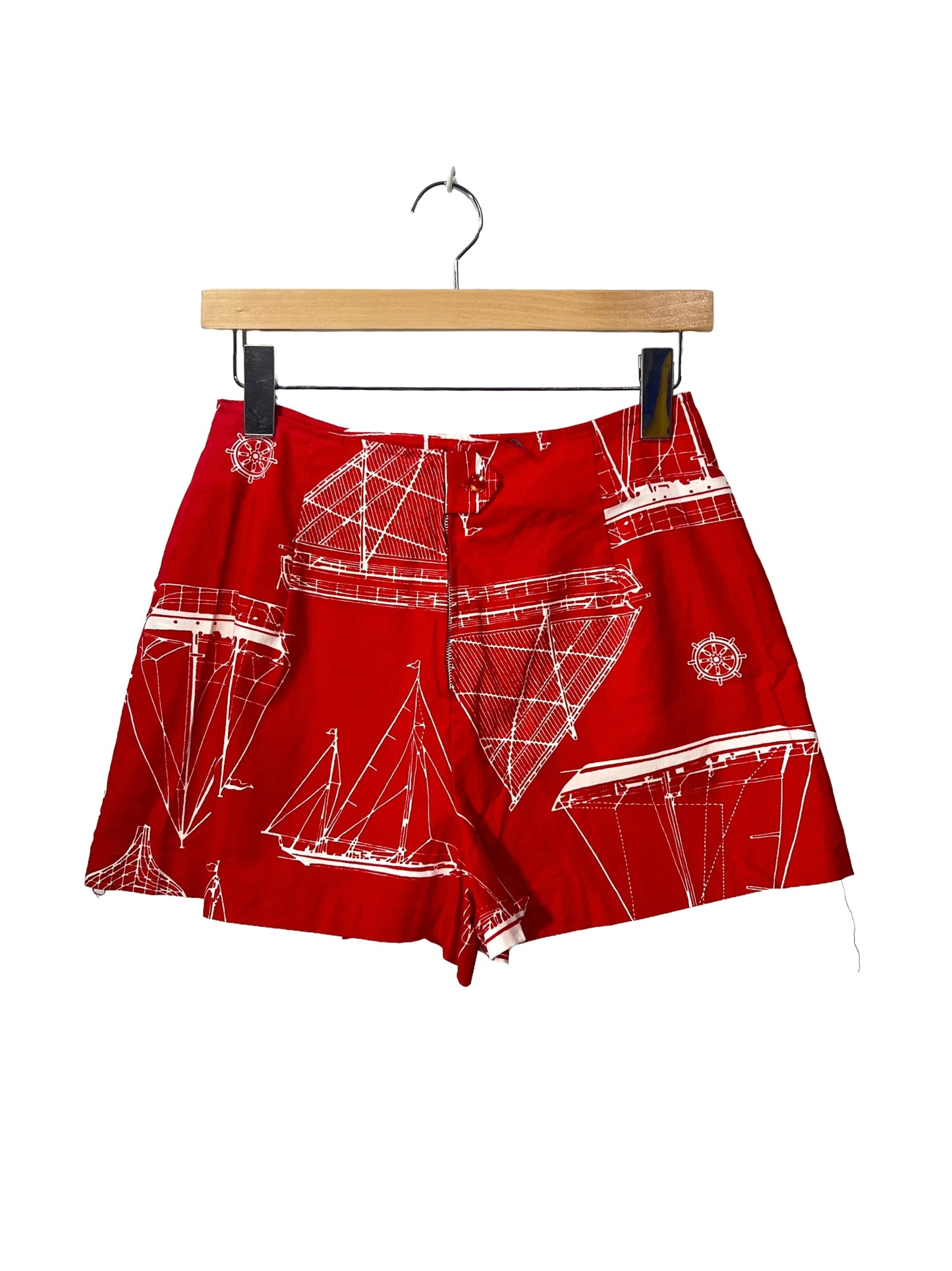 1960s Red Nautical Print Canvas Mini Skort