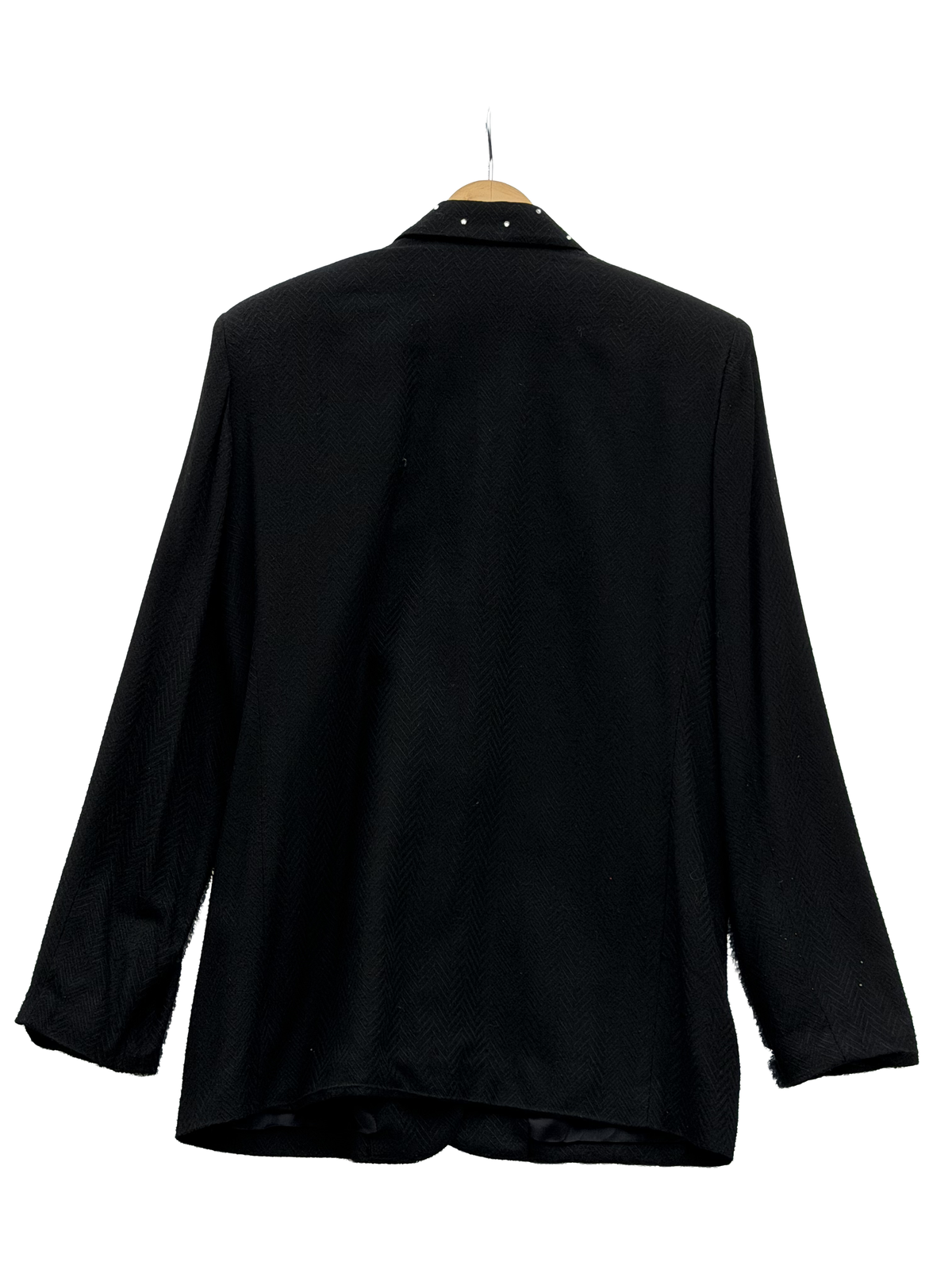 1980s Black Rhinestone-Studded Notch Lapel Blazer