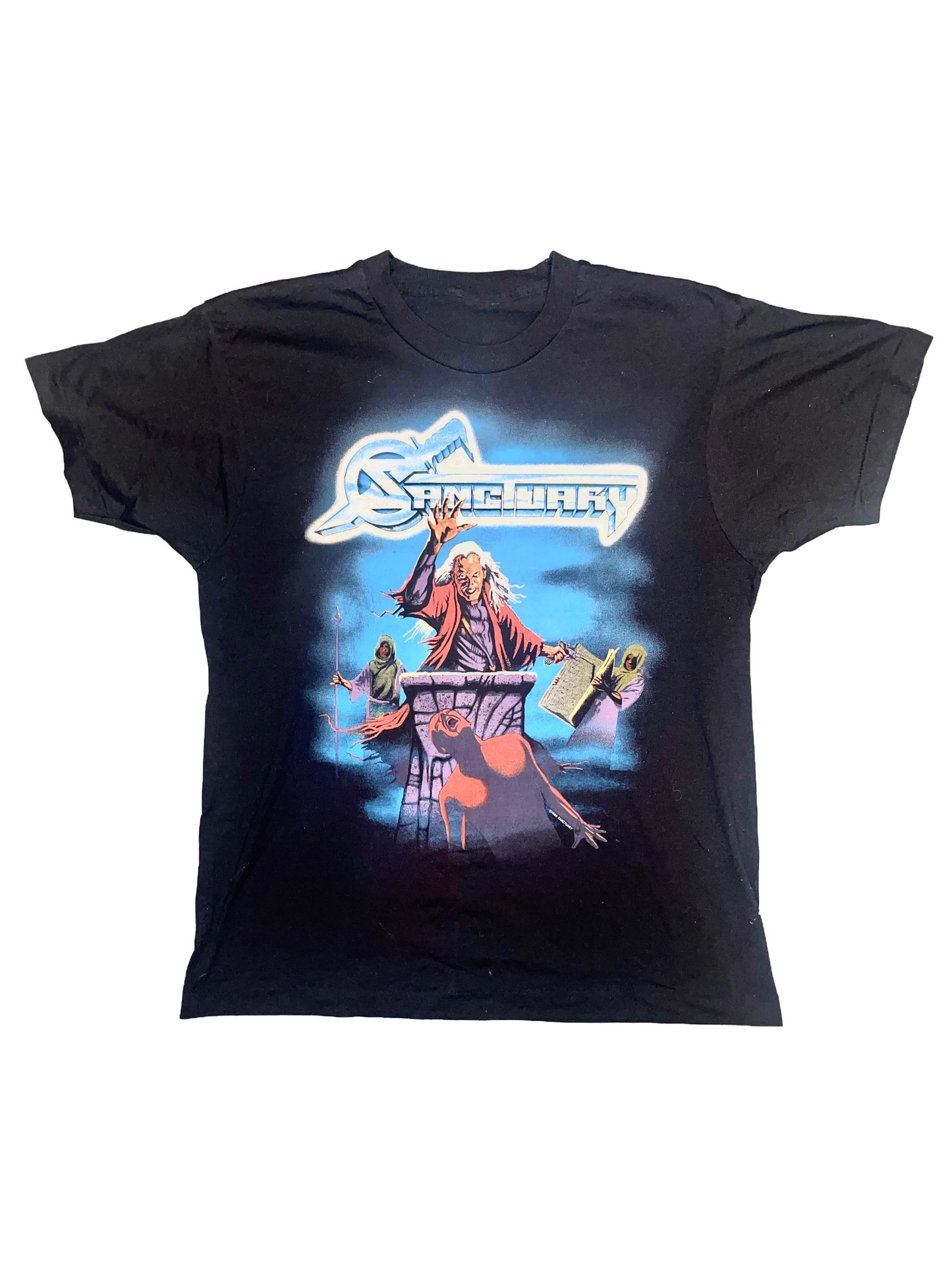 Sanctuary "Refuge Denied" 1988 Black Double Sided Like New Metal Vintage T-Shirt