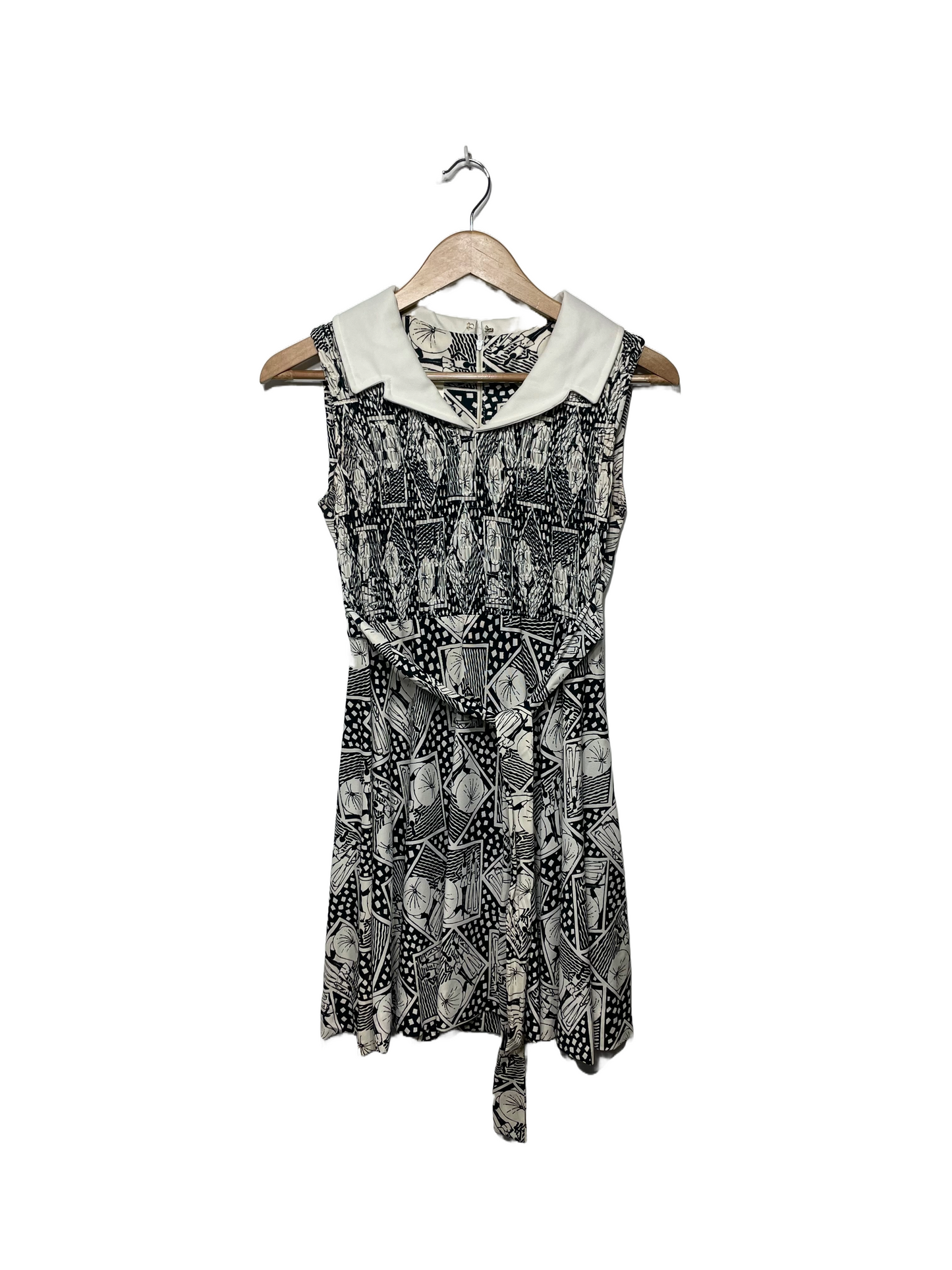 1970s Deco Beach Print Nylon Mini Dress