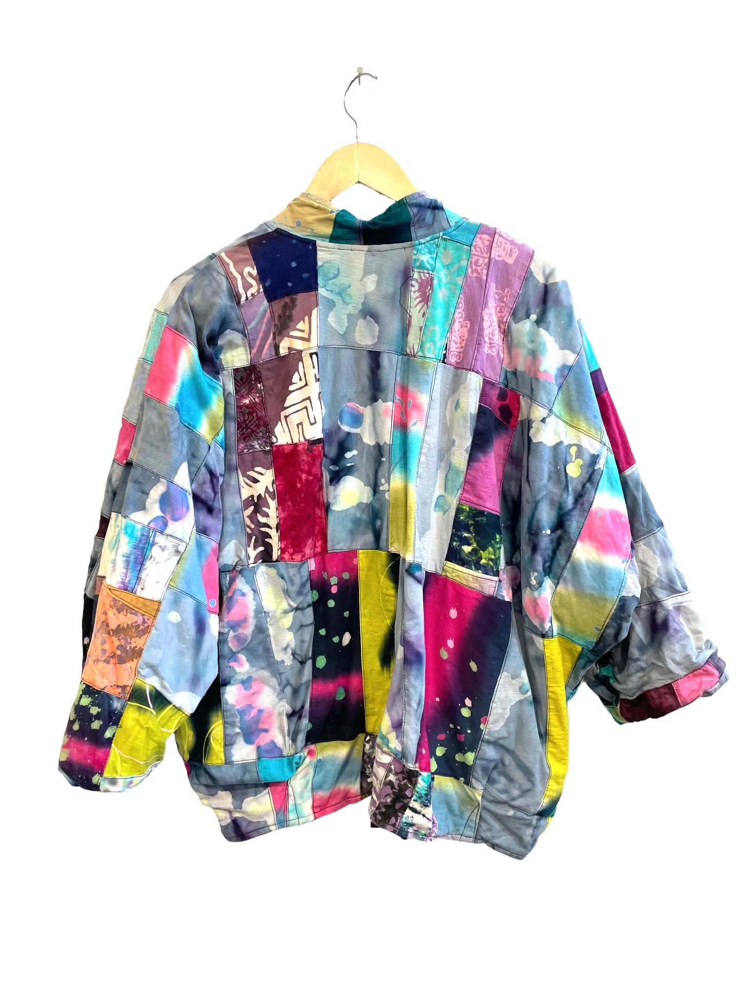 1990s Acid Patchwork Cotton Batwing Jacket