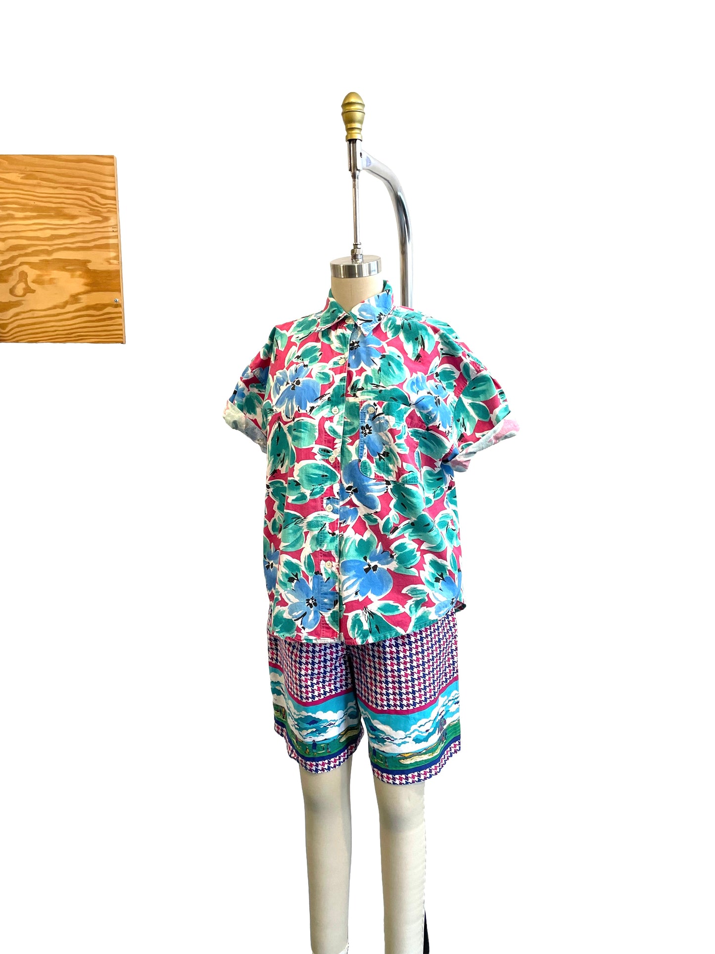 1980s Pink Floral 'Coastline' Short Sleeve Shirt