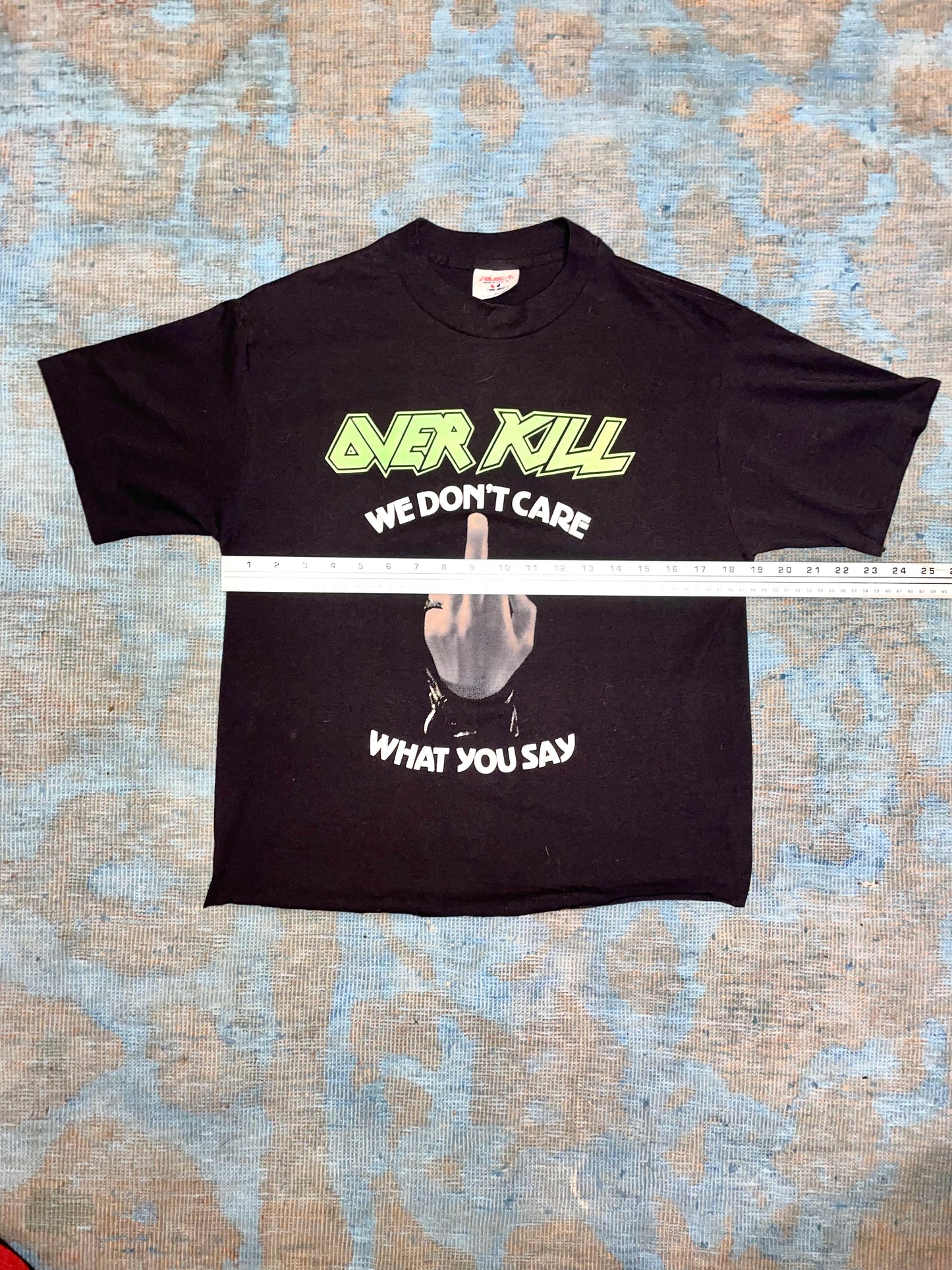 Overkill "We Dont Care What You Say / Fuck You" ca. 1980s Black Double Sided Like New Thrash Metal Vintage T-Shirt