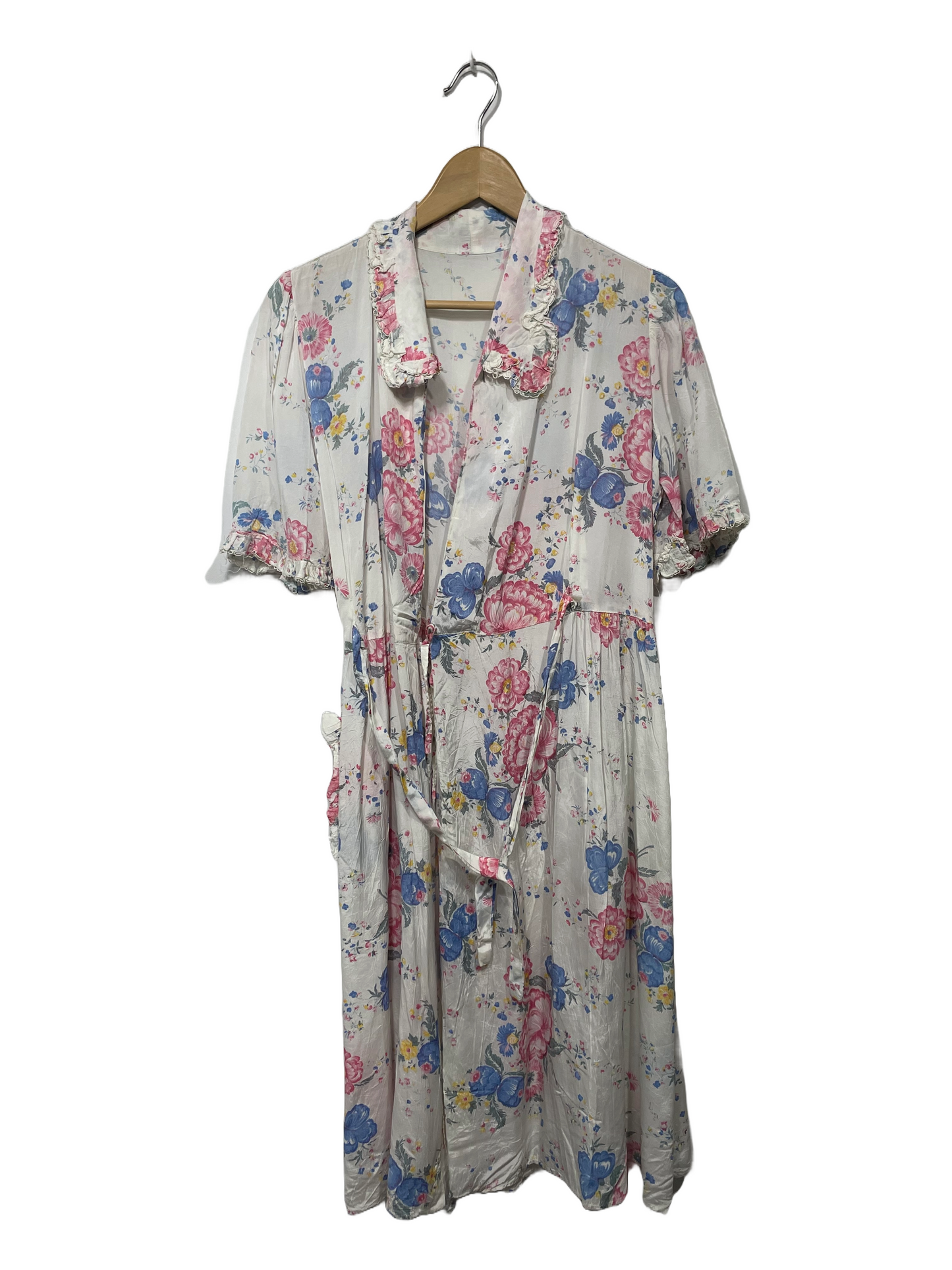 1940s Rayon Floral Wrap Dress