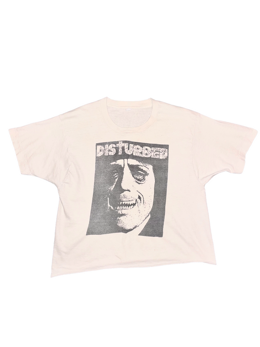Disturbed (Minneapolis) “Disturbing America” ca. 1980s White Double Sided Thrash Metal Vintage T-Shirt