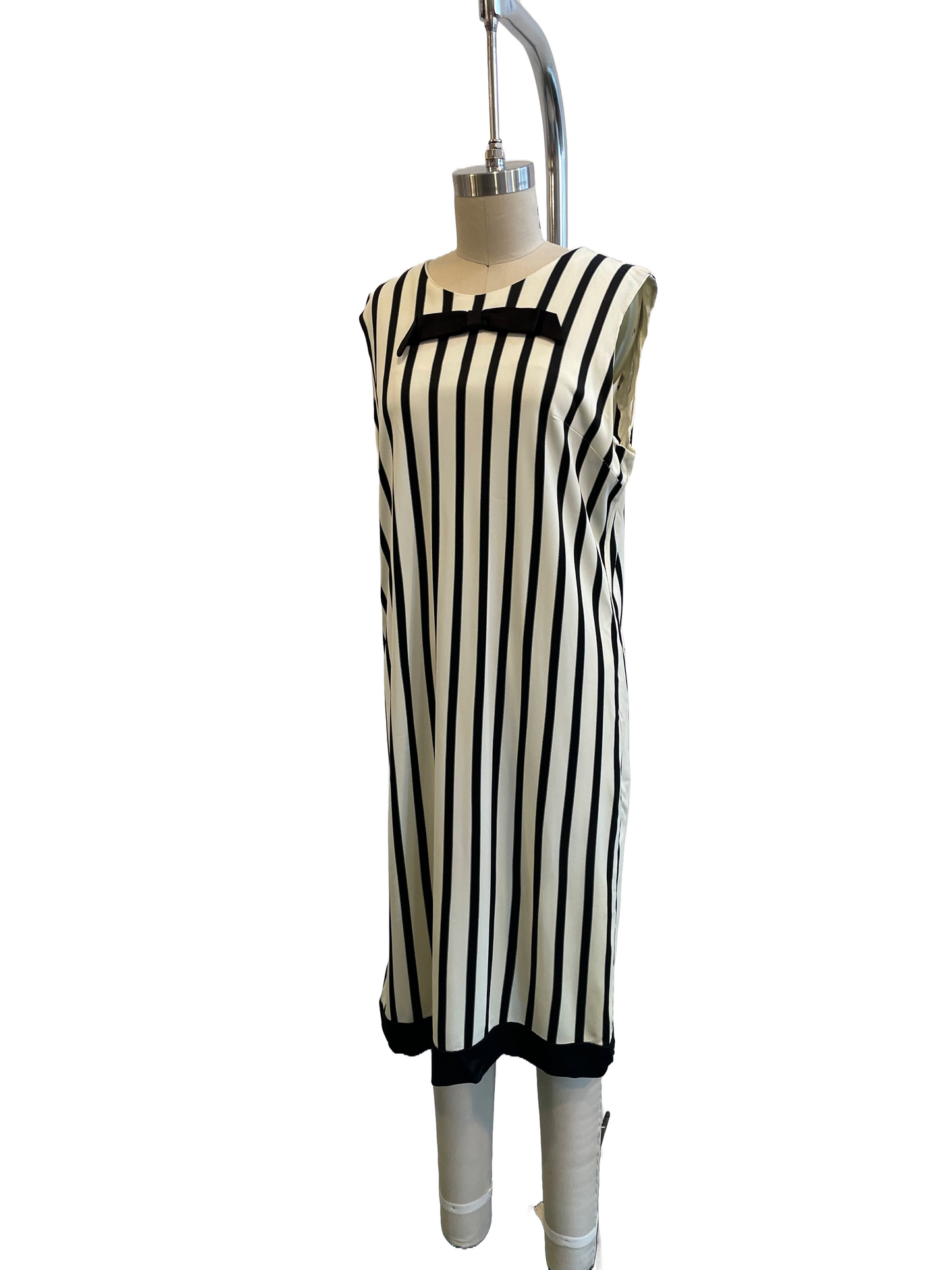1960s Black and White Striped Shift Dress