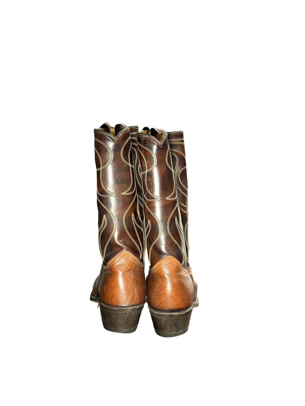 1980s Brown Two-Tone Pointed Toe Cowboy Boots