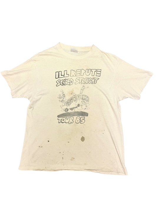Ill Repute / Scared Straight "Tour 1985" White Nardcore Thrash Vintage T-Shirt