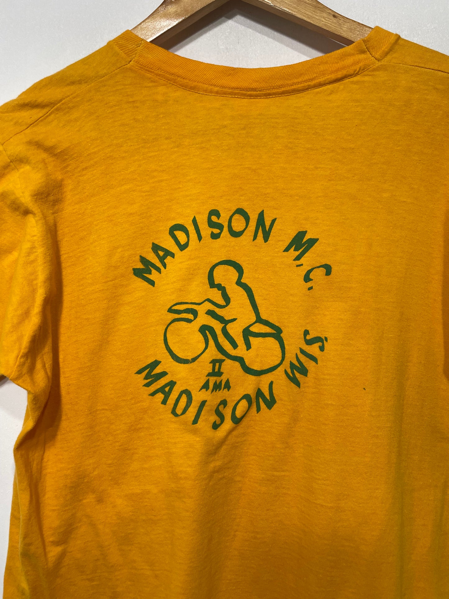 1980s Fruit of the Loom Tag Yellow Madison Bike T-shirt