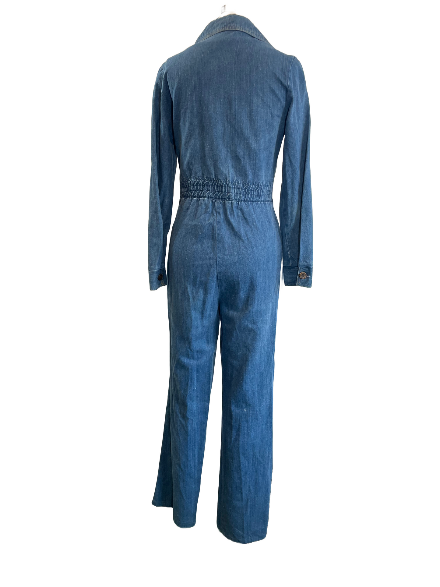 1970s Medium Wash Bicentennial Button O-Ring Denim Jumpsuit