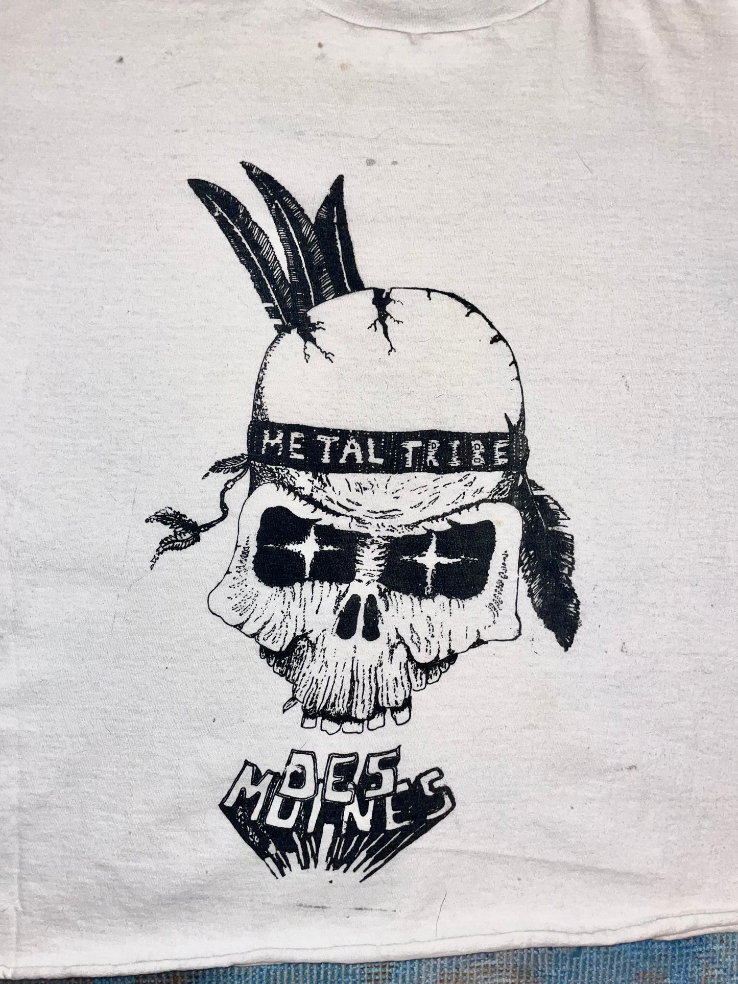 Metal Tribe Des Moines, Iowa ca. 1980s White Soft Vintage T-Shirt