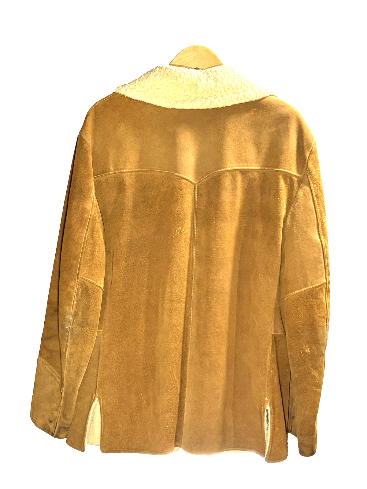 1960s Carmel Suede Sherpa-Lined Well-Worn Snap Jacket