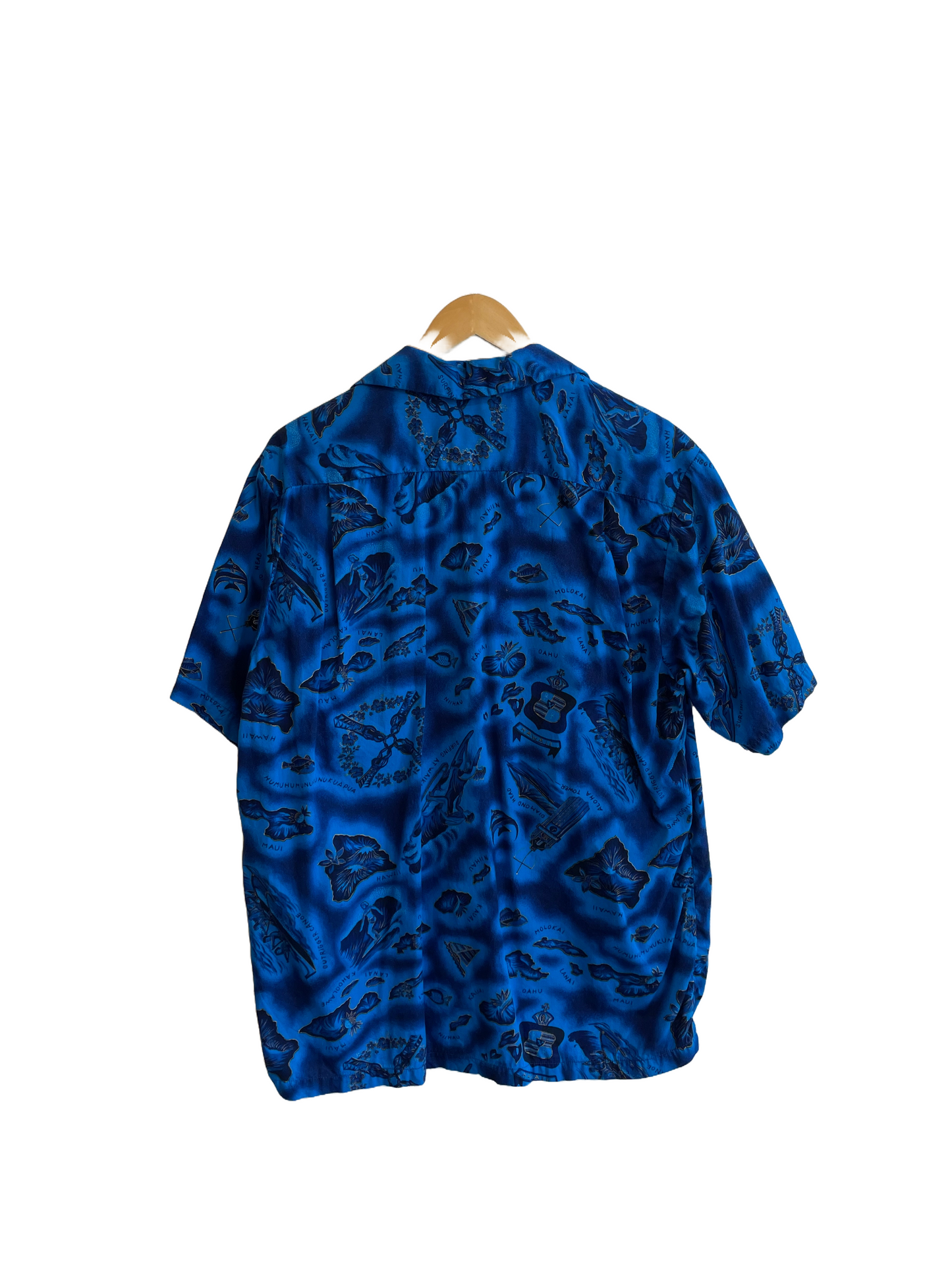 1970s Blue Hawaiian Islands Cotton Shirt
