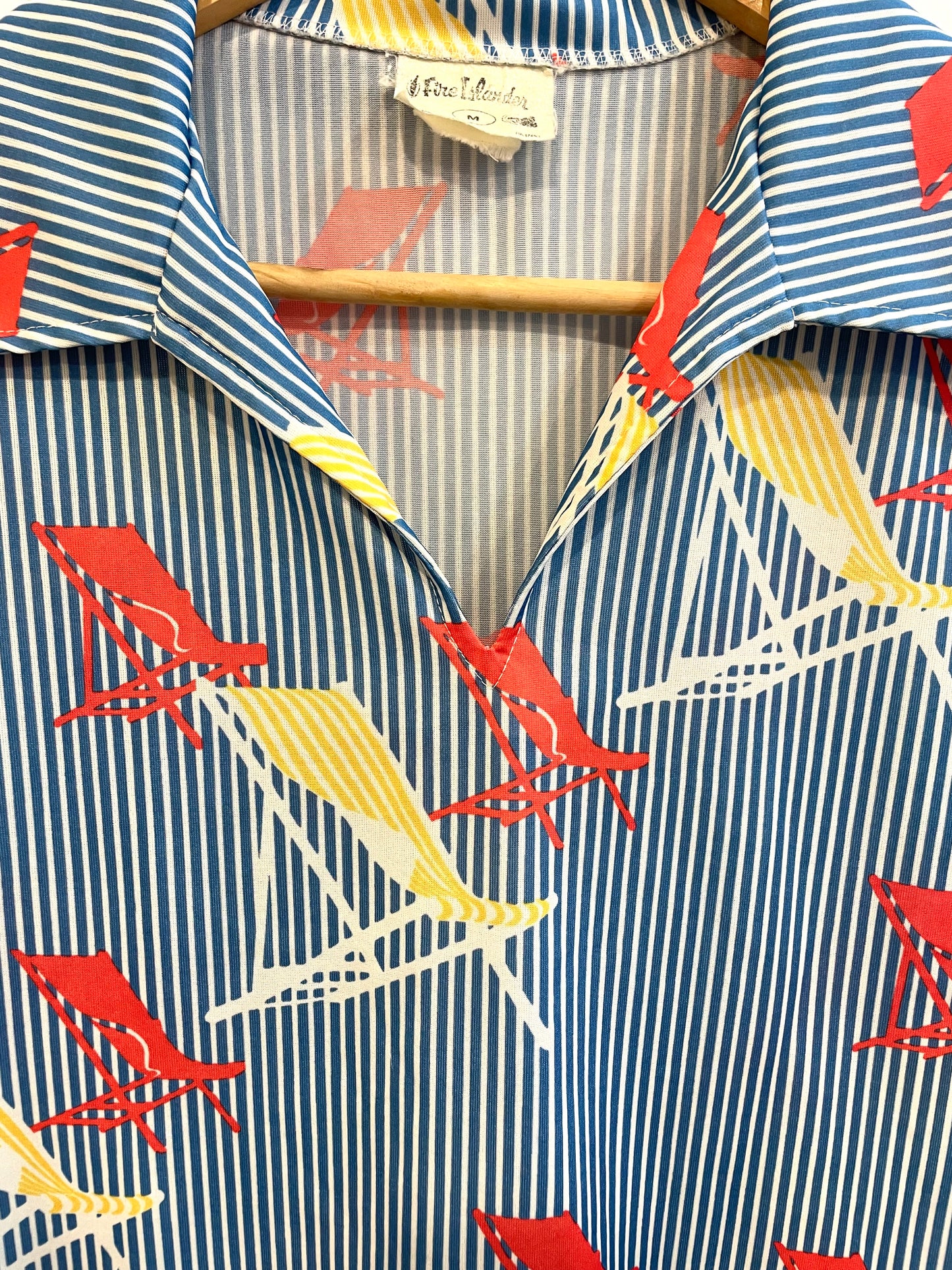 1970s Poly Lawn Chair Print Sleeveless Shirt