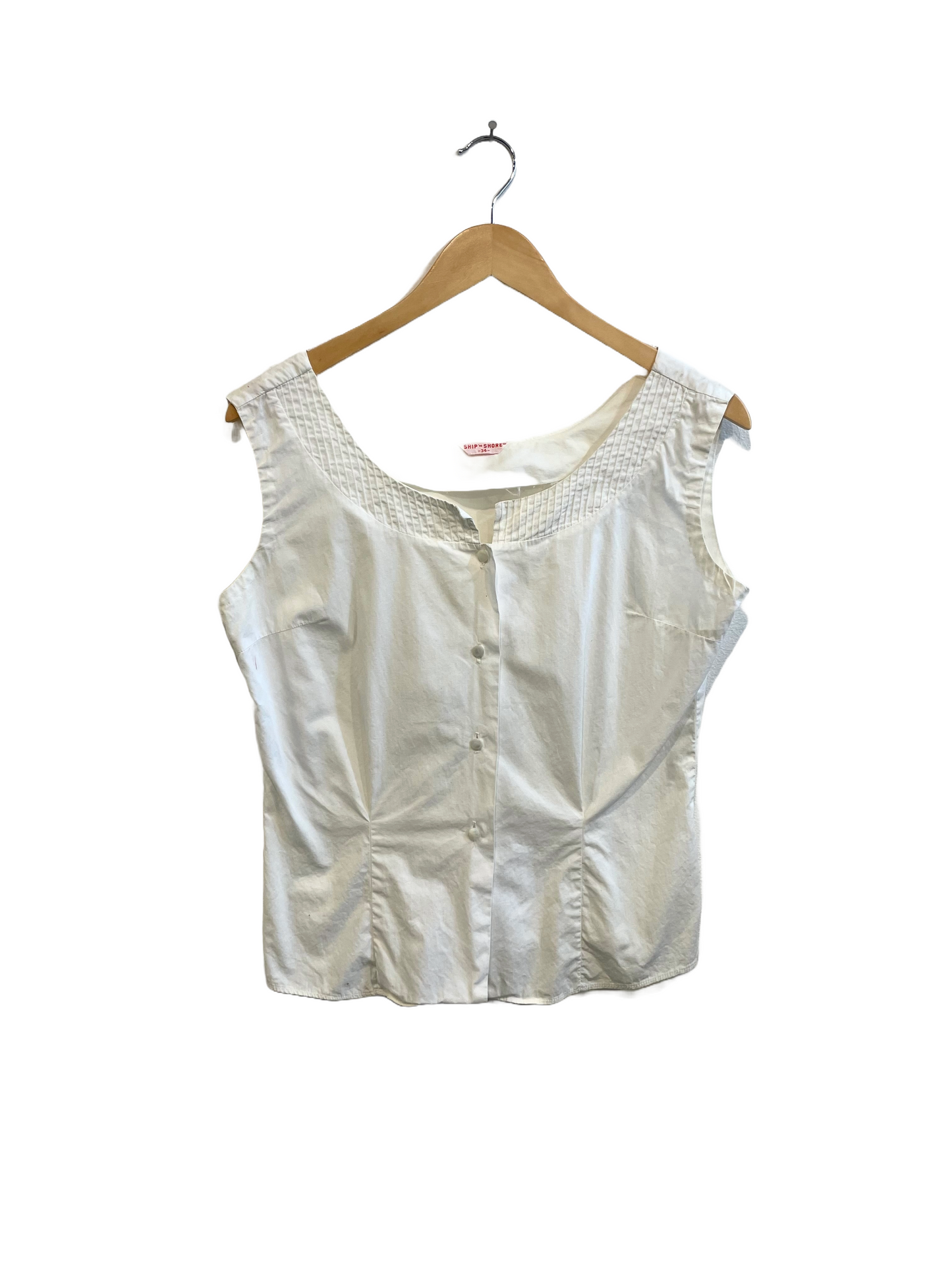 1960s White Poplin ‘Ship-n-Shore’ Darted Sleeveless Blouse