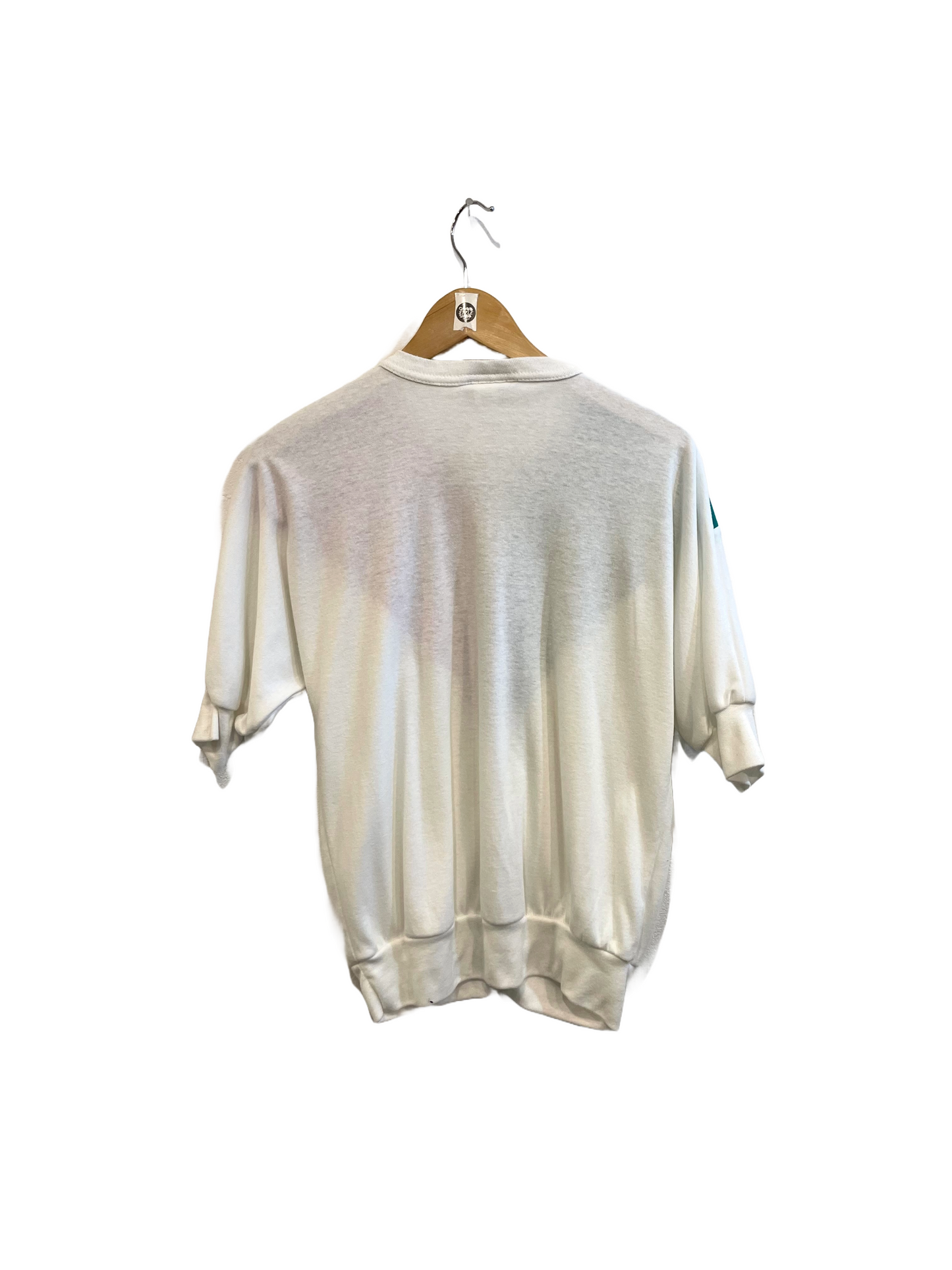 1980s White Jewel Tone Colorblock Banded Tee
