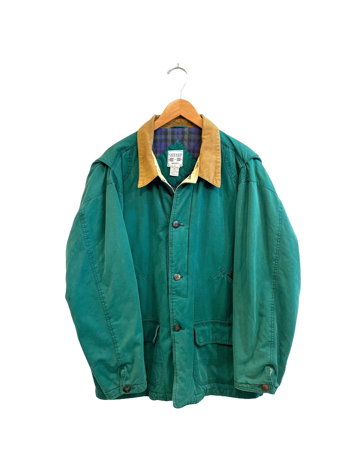 1980s Deep Teal Cotton Quilt-Lined Stefano Man Jacket