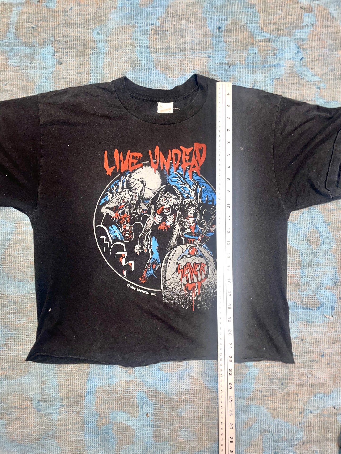 Slayer "Live Undead West Coast Fall 1985" Black Double Sided Thrash Metal Vintage T-Shirt