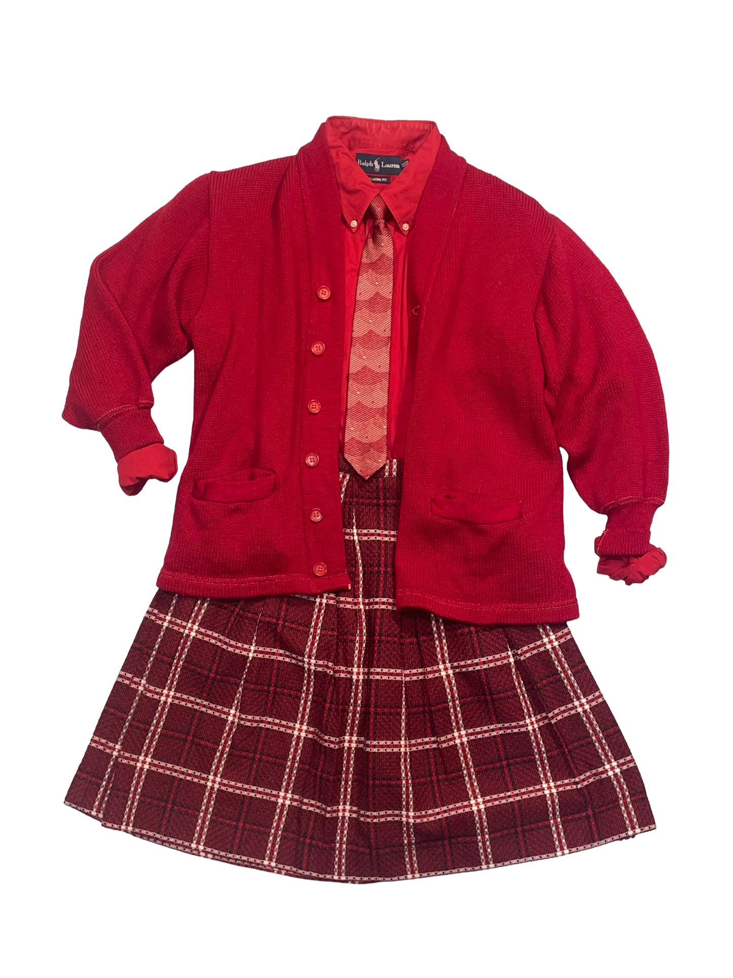 1950s Cranberry Plaid Full Skirt