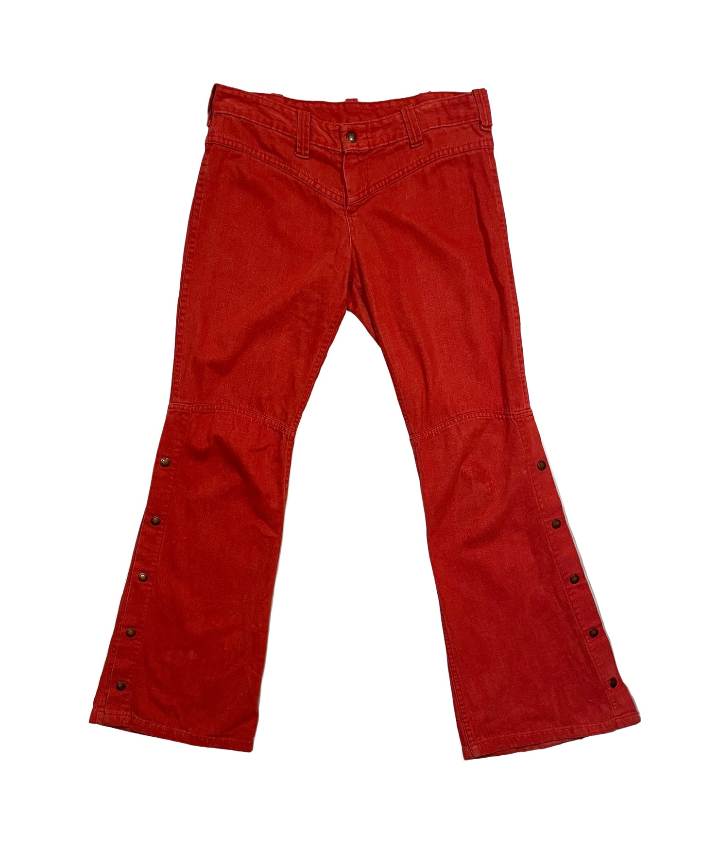1970s Tomato Plushbottom Snap Bellbottom Jeans