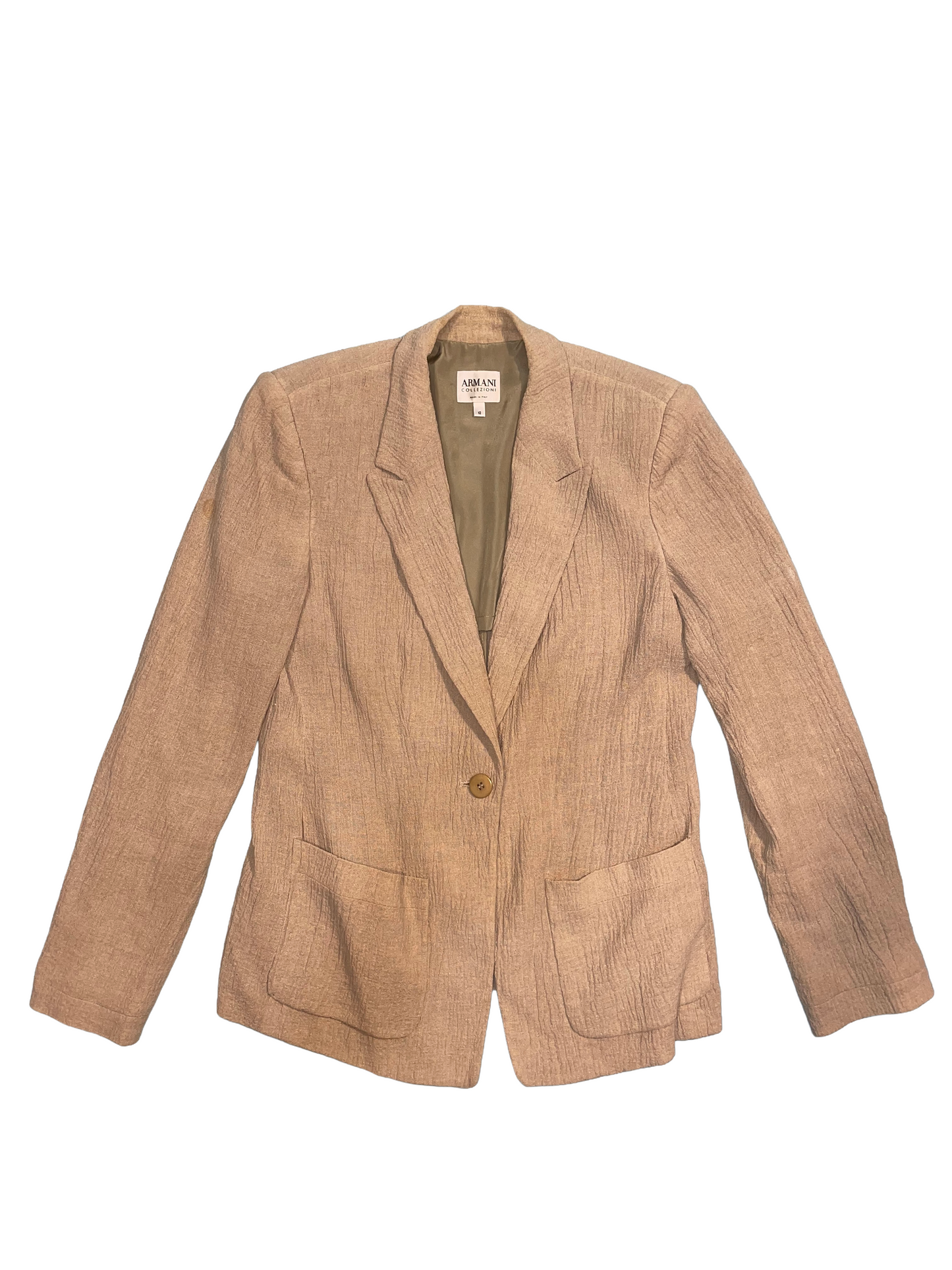 1990s Ecru Armani Collezioni Linen Femme 2-Piece Suit