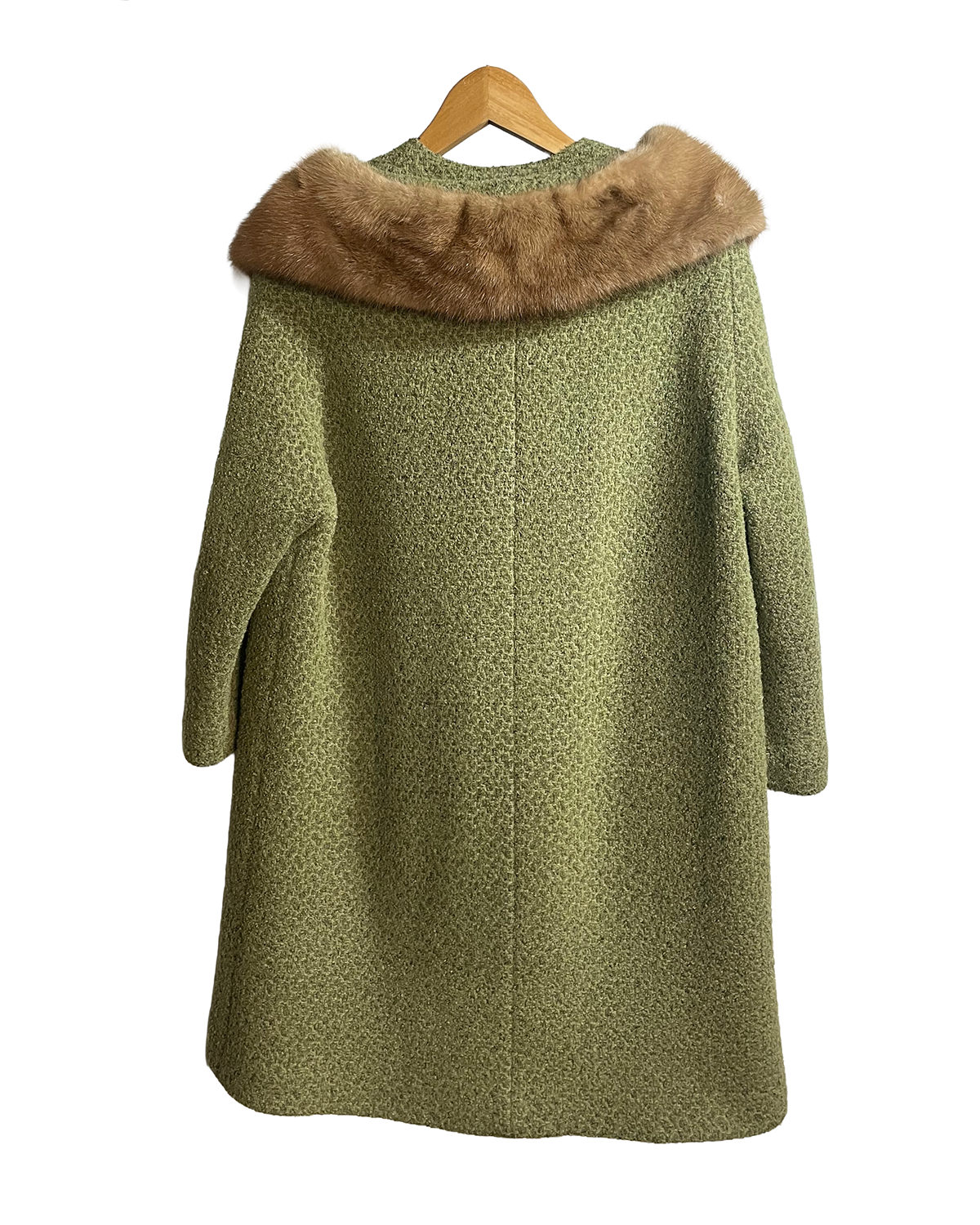 1960s Green Boucle Rhinestone Button Coat