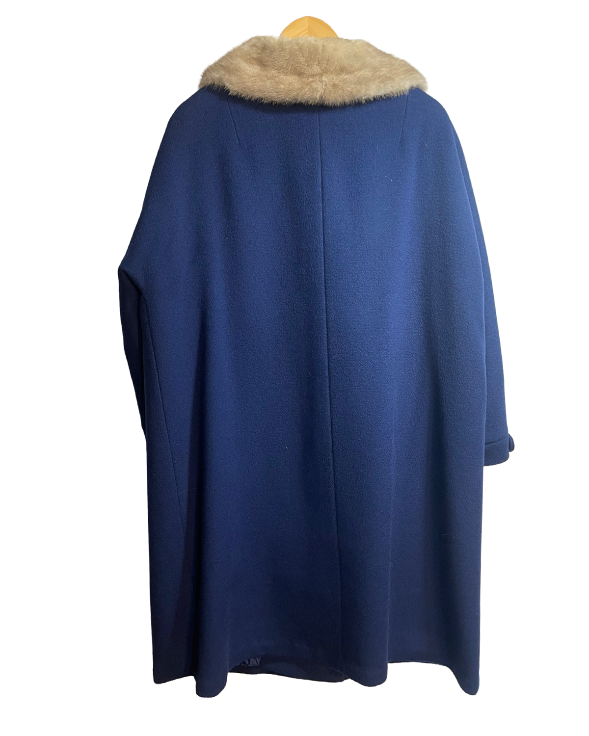 1960s Royal Blue Mink Collar Wool Swing Coat