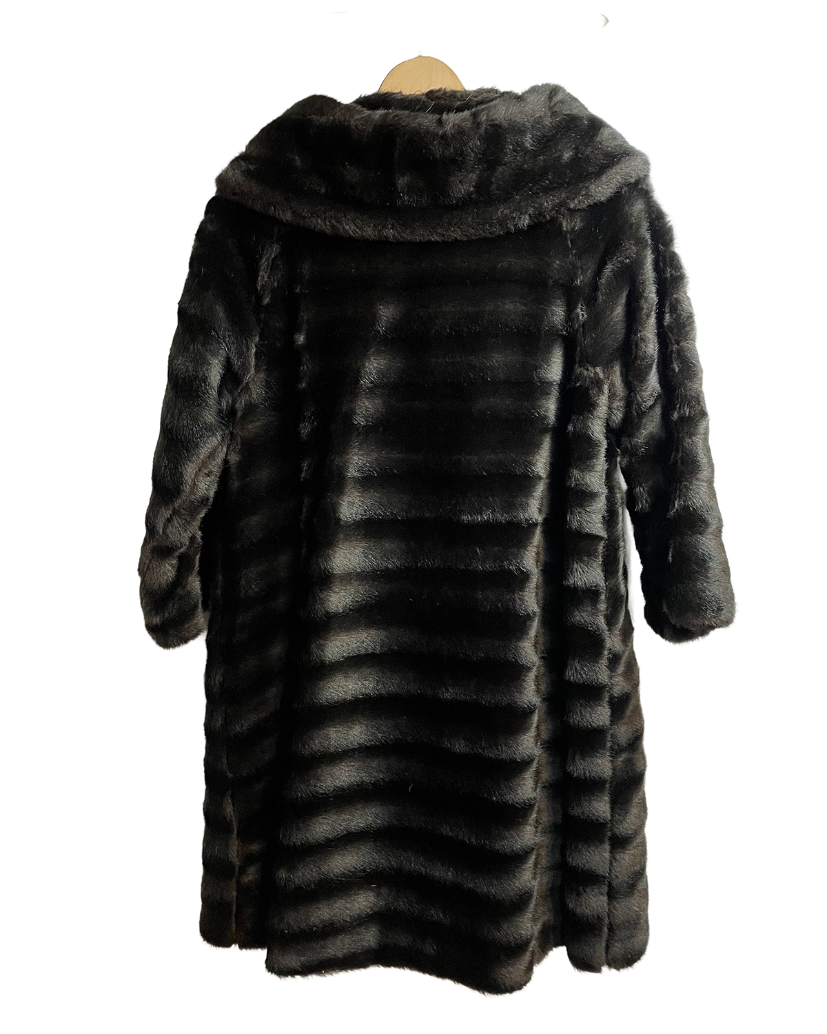 1960s Brown Faux Fur Tonal Waves Swing Coat