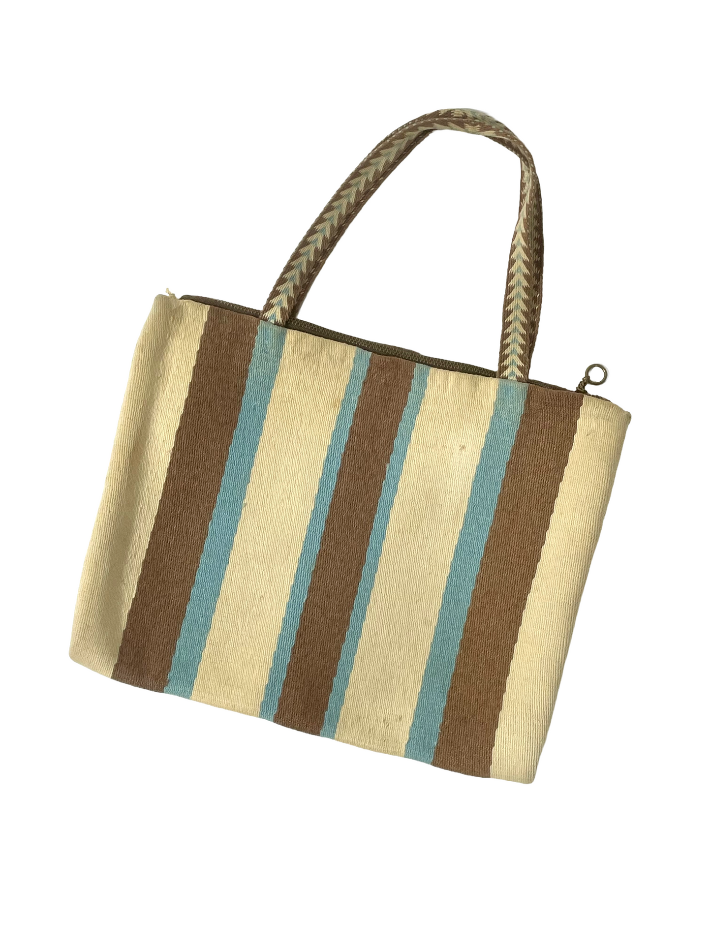1930s Tan Striped Gabardine Woven Purse