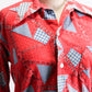 1970s Red Blue White Cotton Bandana Gingham Print Flannel