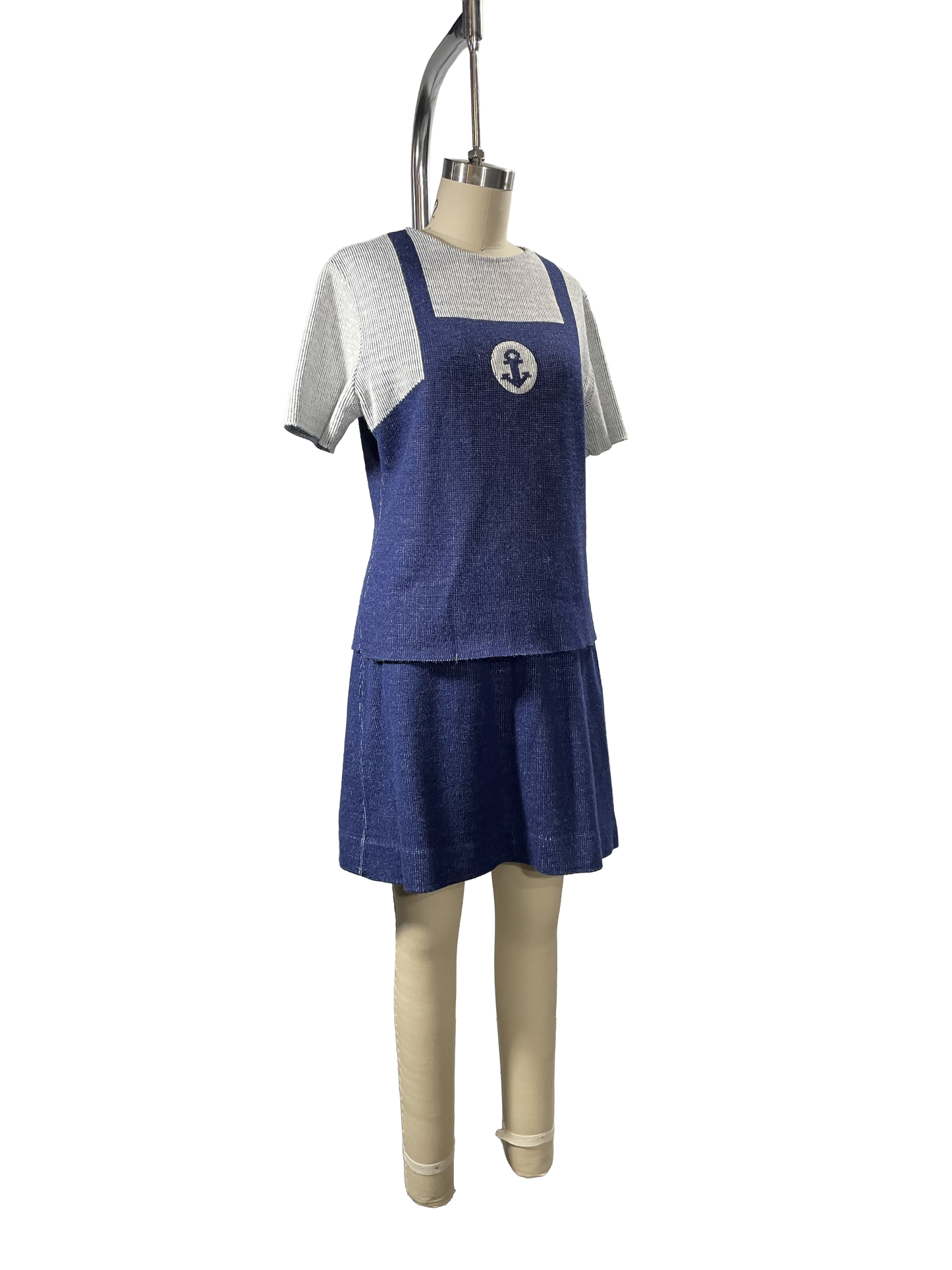 1970s Navy Cream Nautical Sweater Knit Set