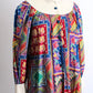 1970s Patchwork Print A-Line Cotton Dress
