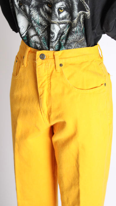 1990s Golden Yellow Tapered All-Cotton Jeans