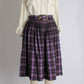 1950s Purple Boucle Full Wool Plaid Belted Skirt