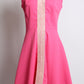 1970s Neon Pink Poly Fit and Flare Dress