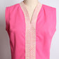 1970s Neon Pink Poly Fit and Flare Dress