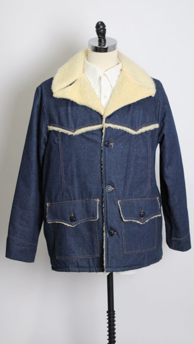 Vintage 1970s Sears Roebucks Western Wear Sherpa Lined Denim Jean outlet Jacket Coat