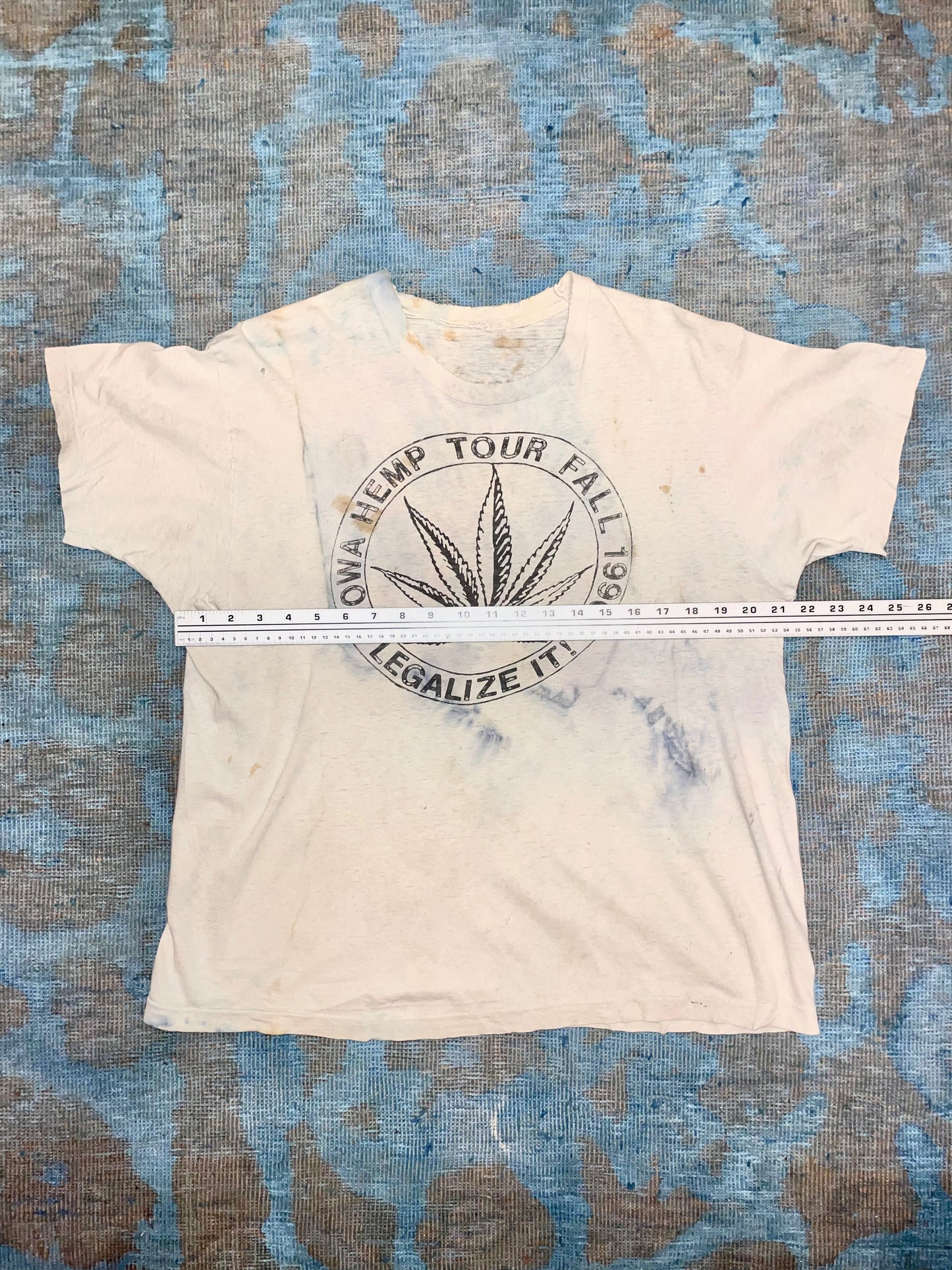 Iowa Hemp Tour 1990 Legalize It! White Tie-Dye Double Sided Vintage T-Shirt