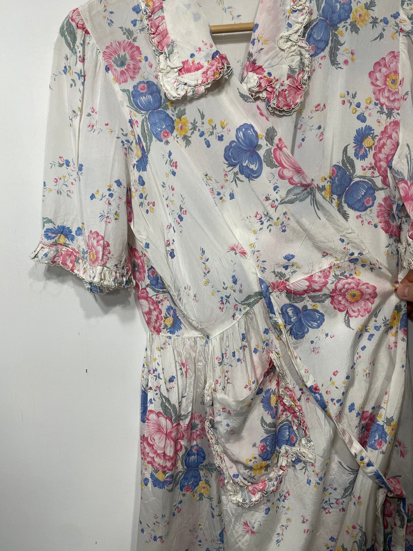 1940s Rayon Floral Wrap Dress